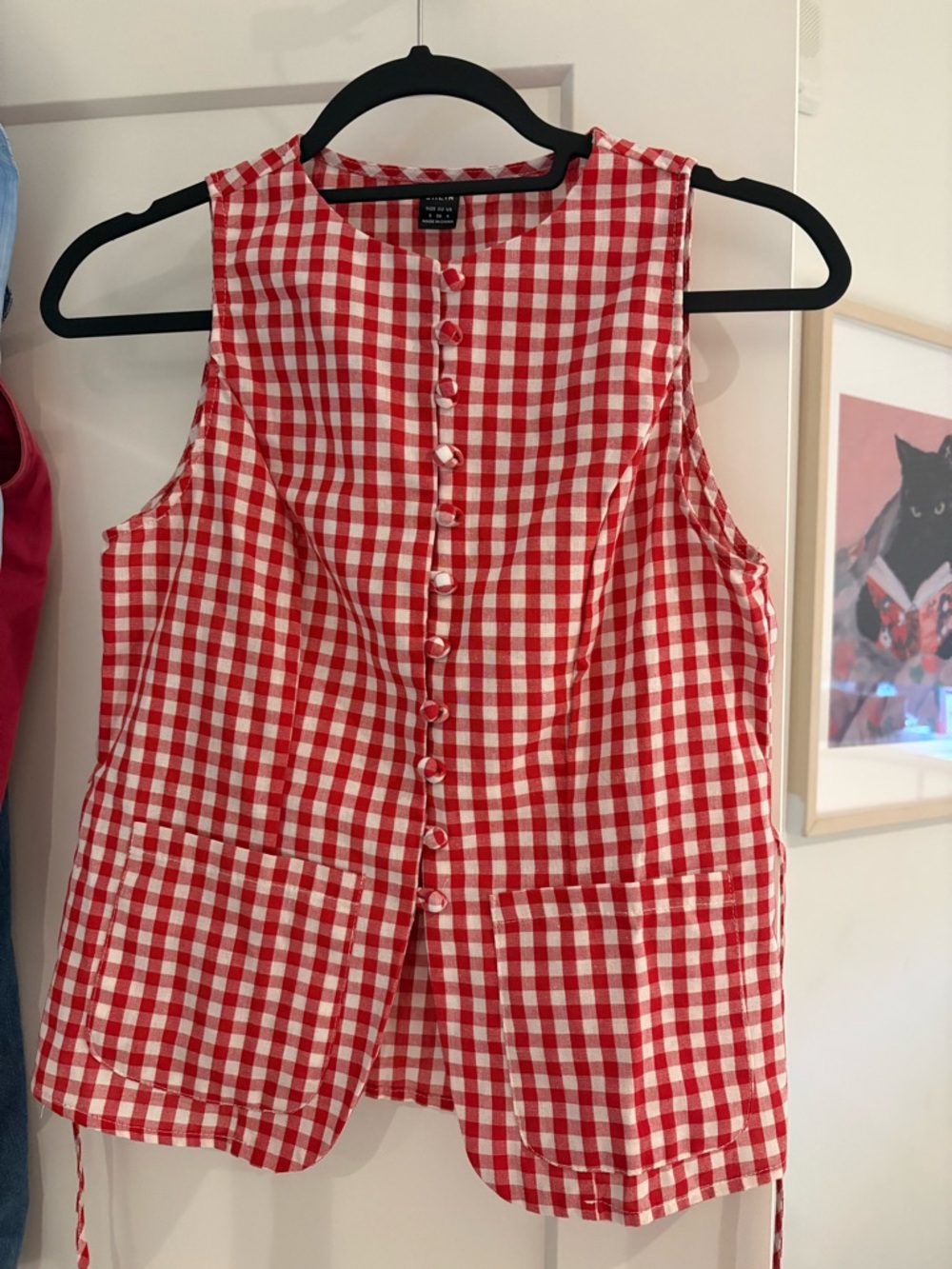shein button up gingham blouse size small